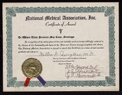 National Medical Association Certificate of Award